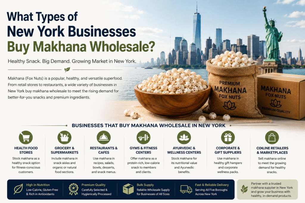 Step-by-step flowchart of the makhana import process from India to a New York warehouse