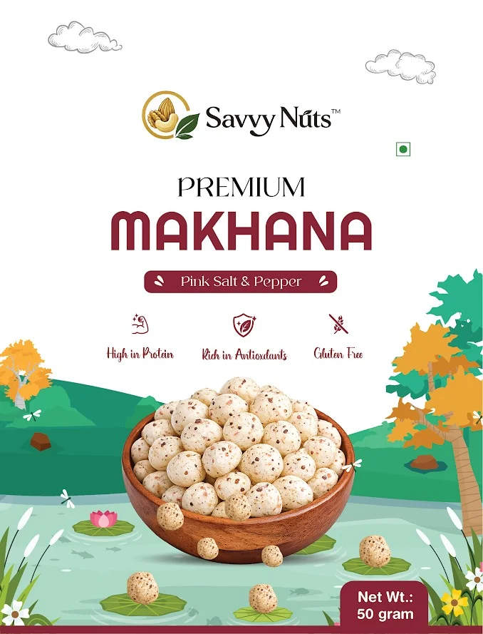 Makhana grade size comparison chart showing wholesale price range per kg