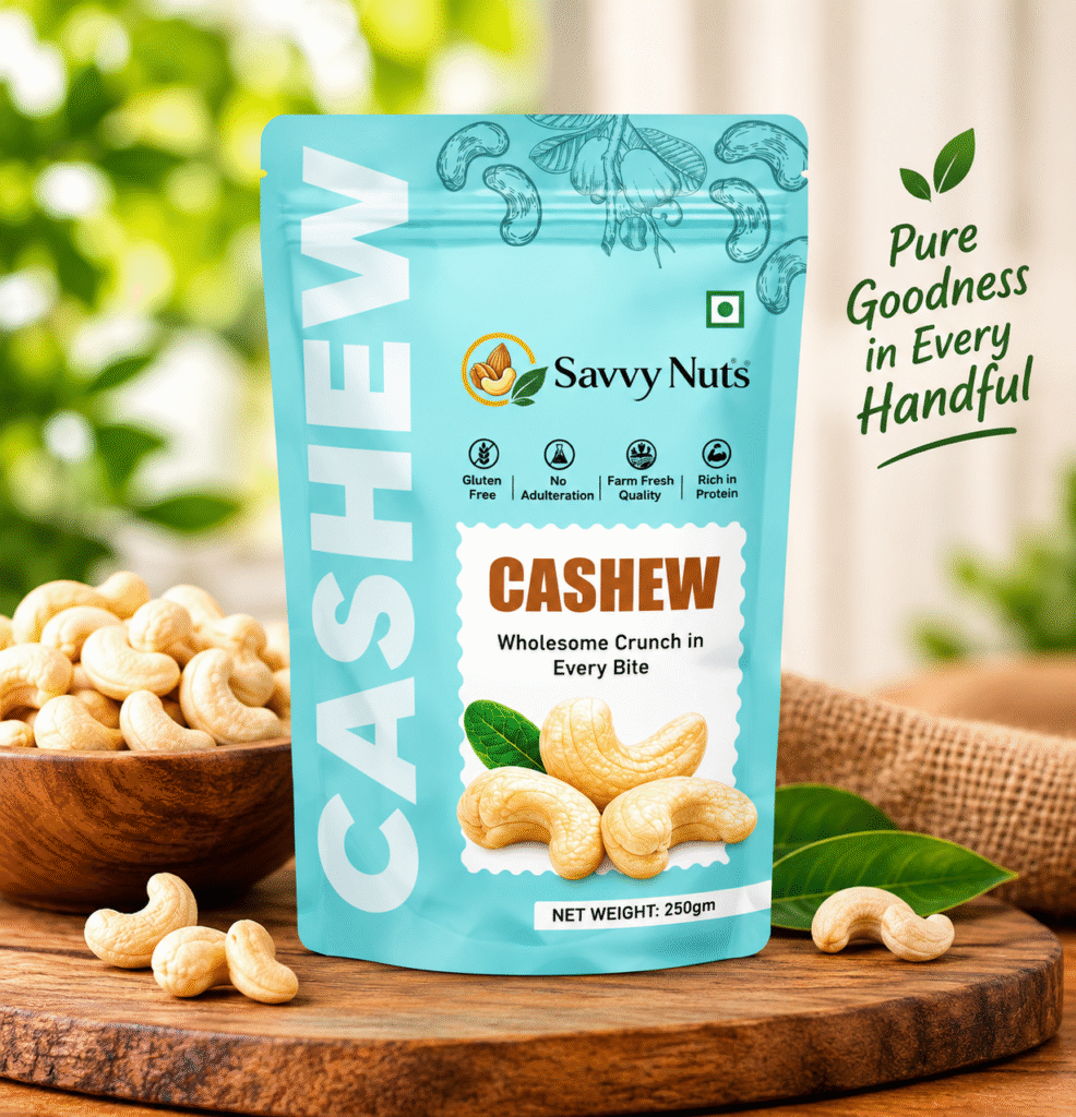 Savvy Nuts 250g cashew nuts pack, farm fresh and rich in protein